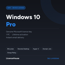 Windows 10 Pro OEM licence key for 1 PC, device-locked, with BitLocker, Remote Desktop and Hyper-V - LicenceHouse
